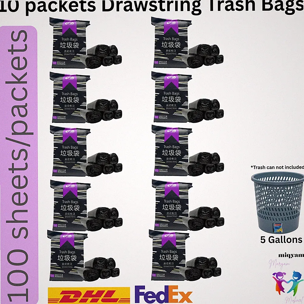 10x 5 Gallons Garbage Bag Trash Bags Durable Disposable Plastic