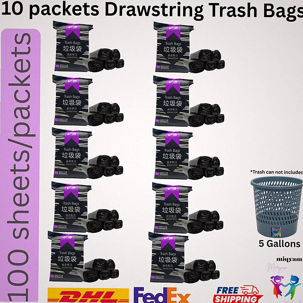 10x 5 Gallons Garbage Bag Trash Bags Durable Disposable Plastic FREE SHIPPING!!