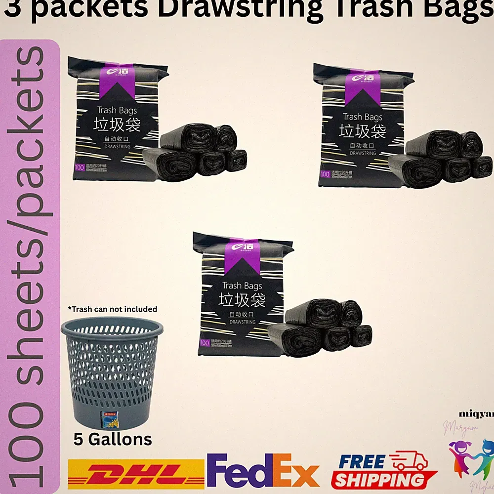 3x 5 Gallons Garbage Bag Trash Bags Durable Disposable Plastic FREE SHIPPING!!