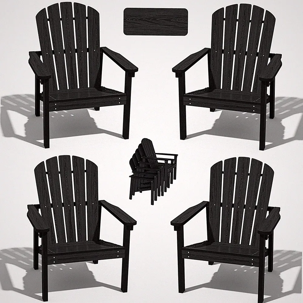 4-Piece Stackable HDPE Adirondack Chair Outdoor Patio Chair Weather Resistant