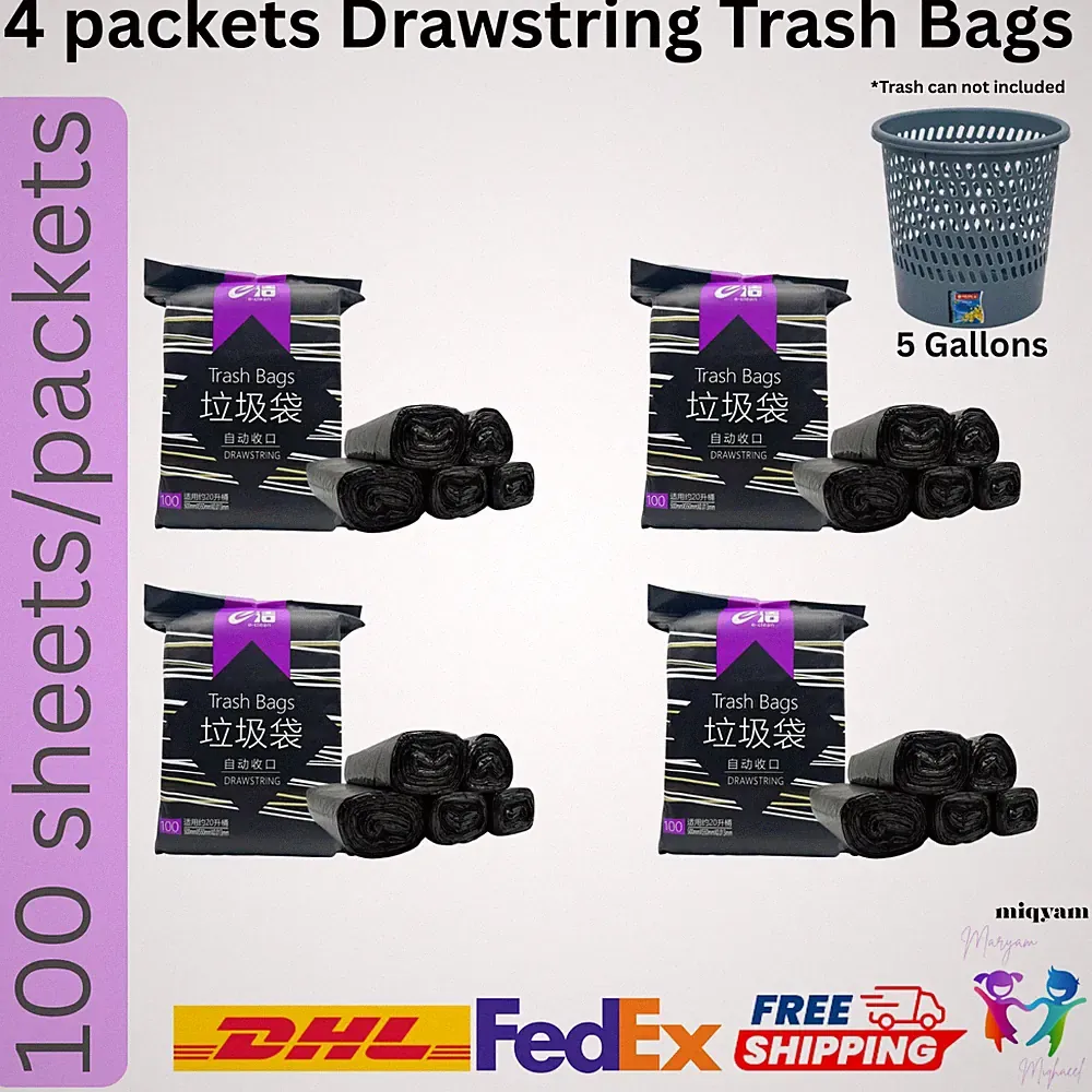 4x 5 Gallons Garbage Bag Trash Bags Durable Disposable Plastic FREE SHIPPING!!!