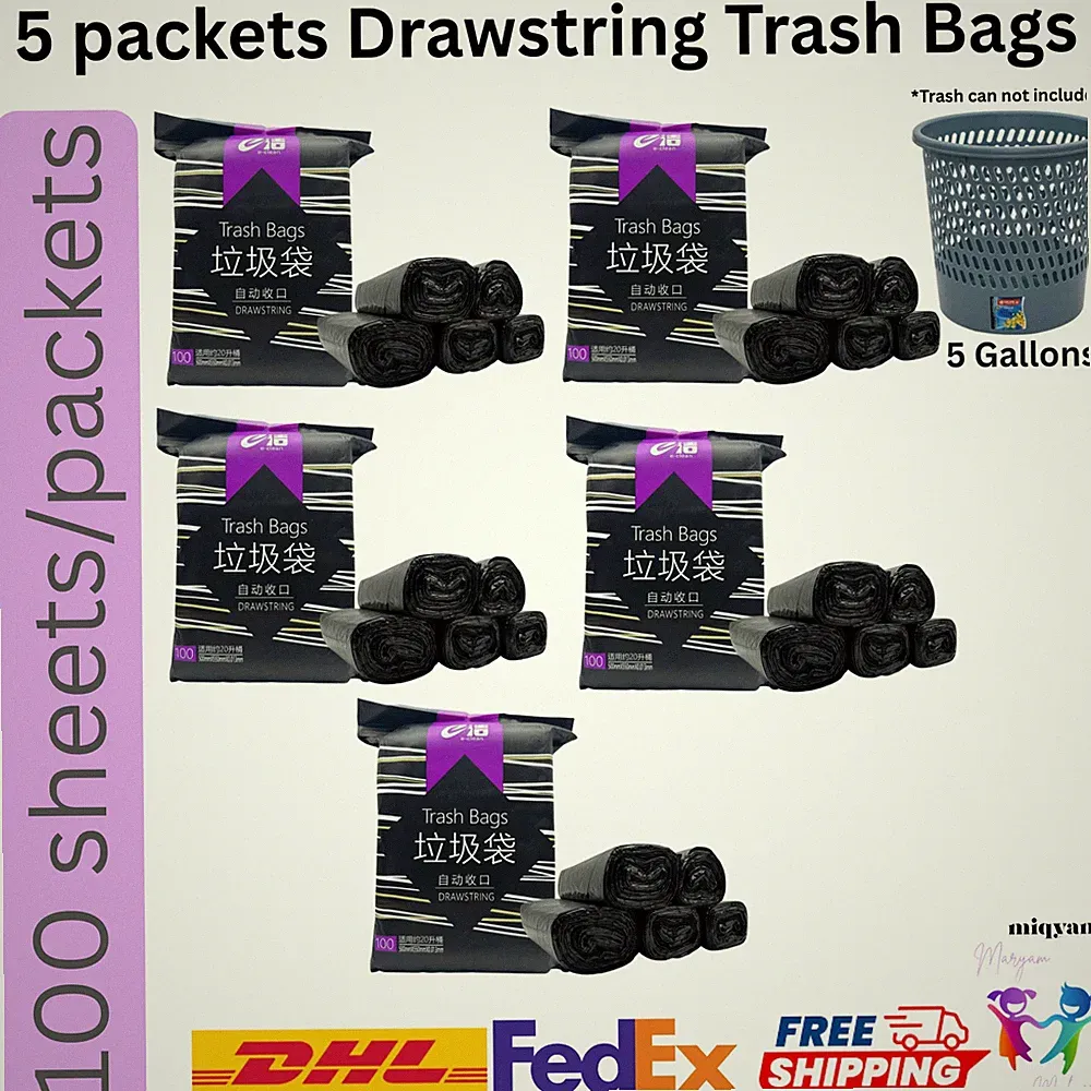 5x 5 Gallons Garbage Bag Trash Bags Durable Disposable Plastic FREE SHIPPING!!