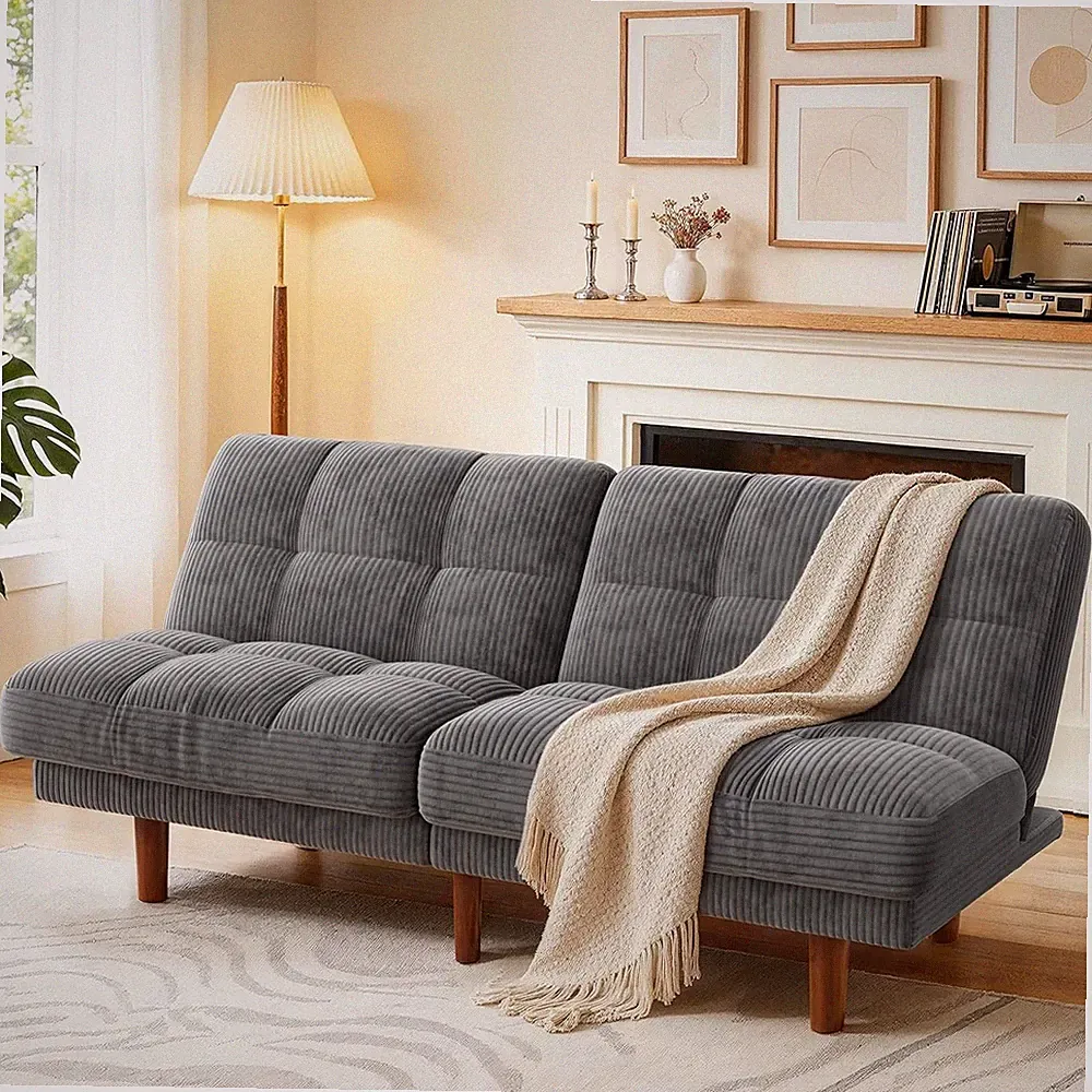 65" Futon Sofa Bed, Convertible Small Recliner Sleeper Sofa Bed with Adjustable