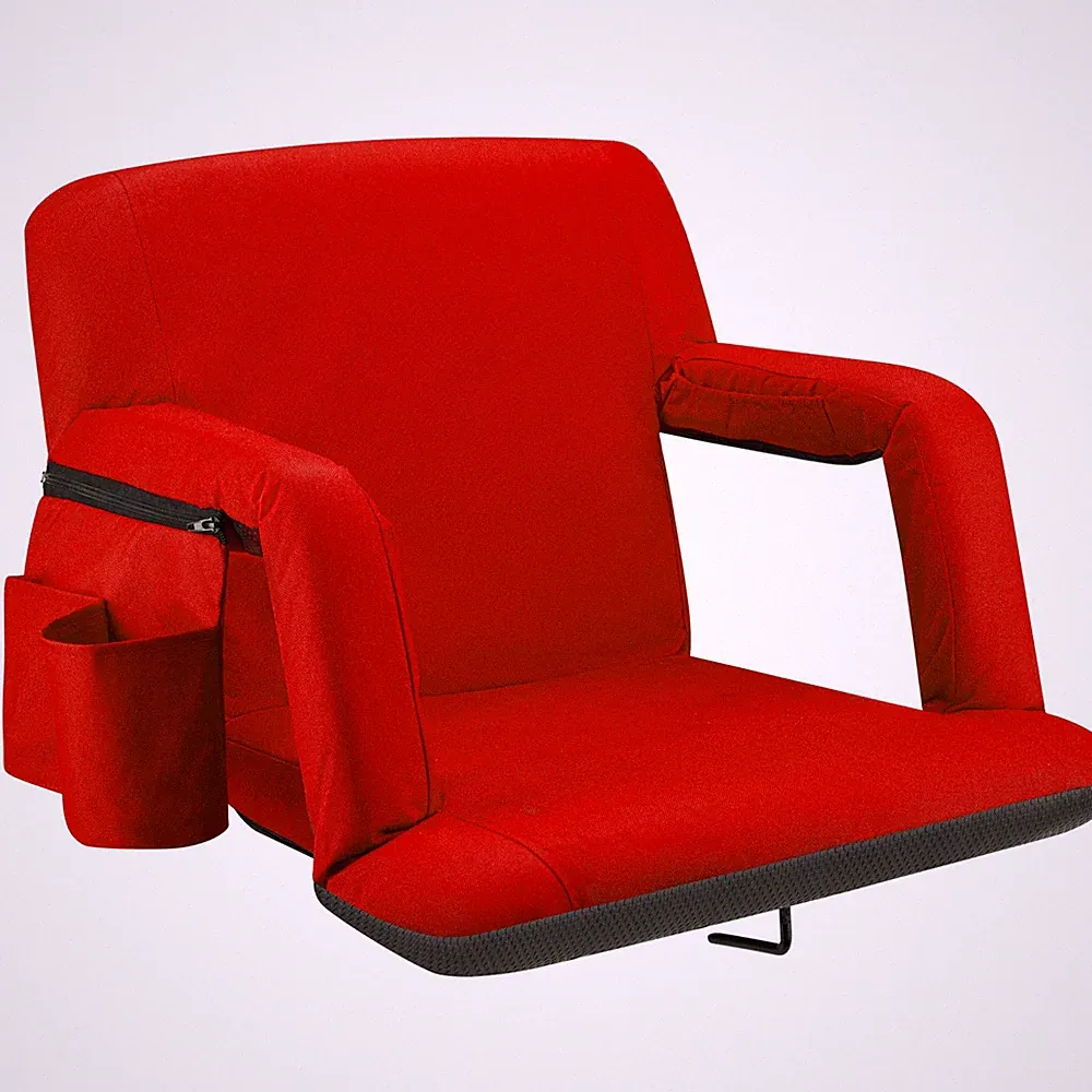 Alpcour Reclining Stadium Seat 21" Wide Red Padded Bleacher Chair Back Support
