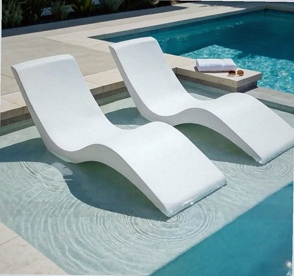 Aqua Outdoors Pool Chaise Lounge Chairs for Ledge & Shelf, Water-Weighted Pool L