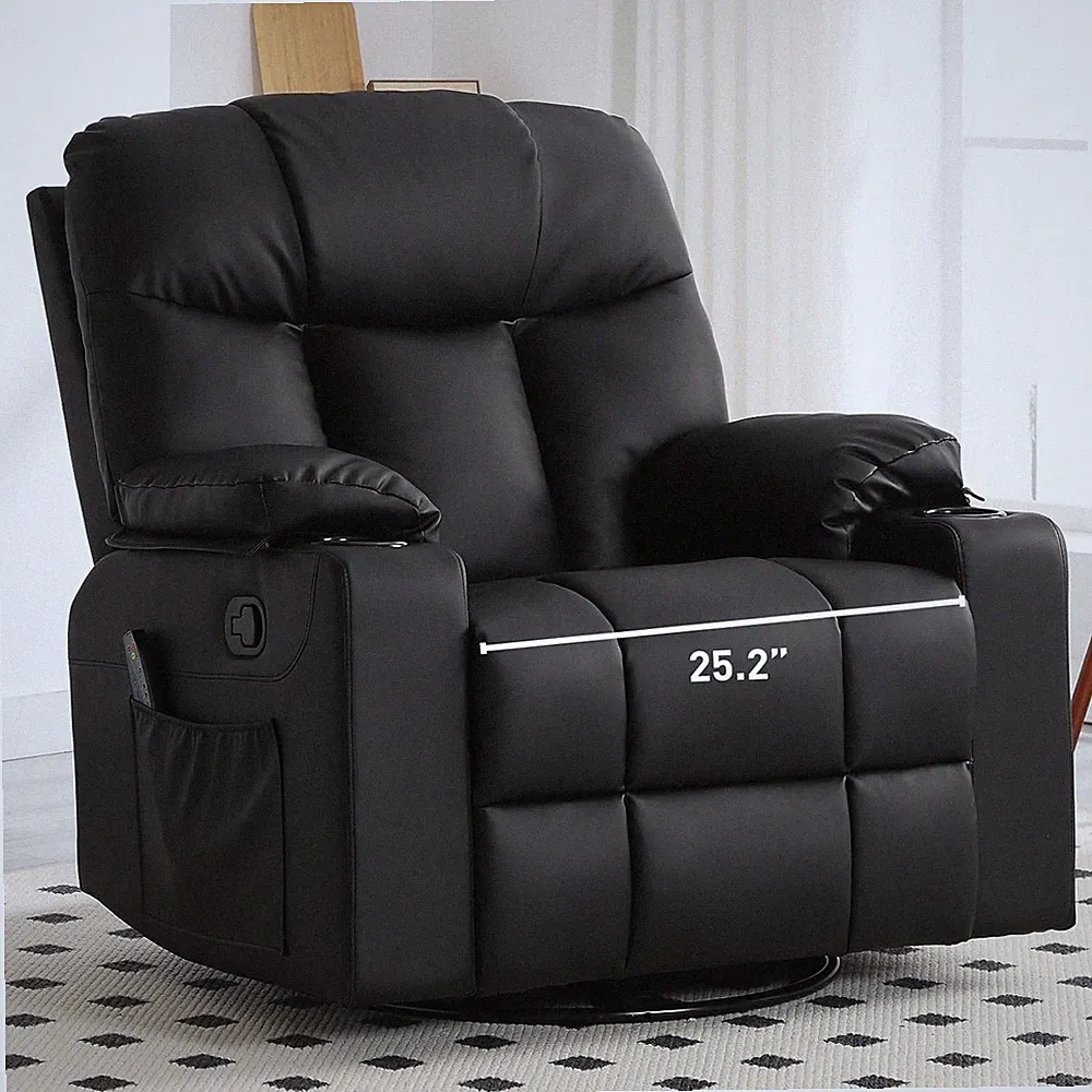 Bonzy Home Oversized Swivel Rocker Recliner, 40" Rocking Recliner Chair with Hea