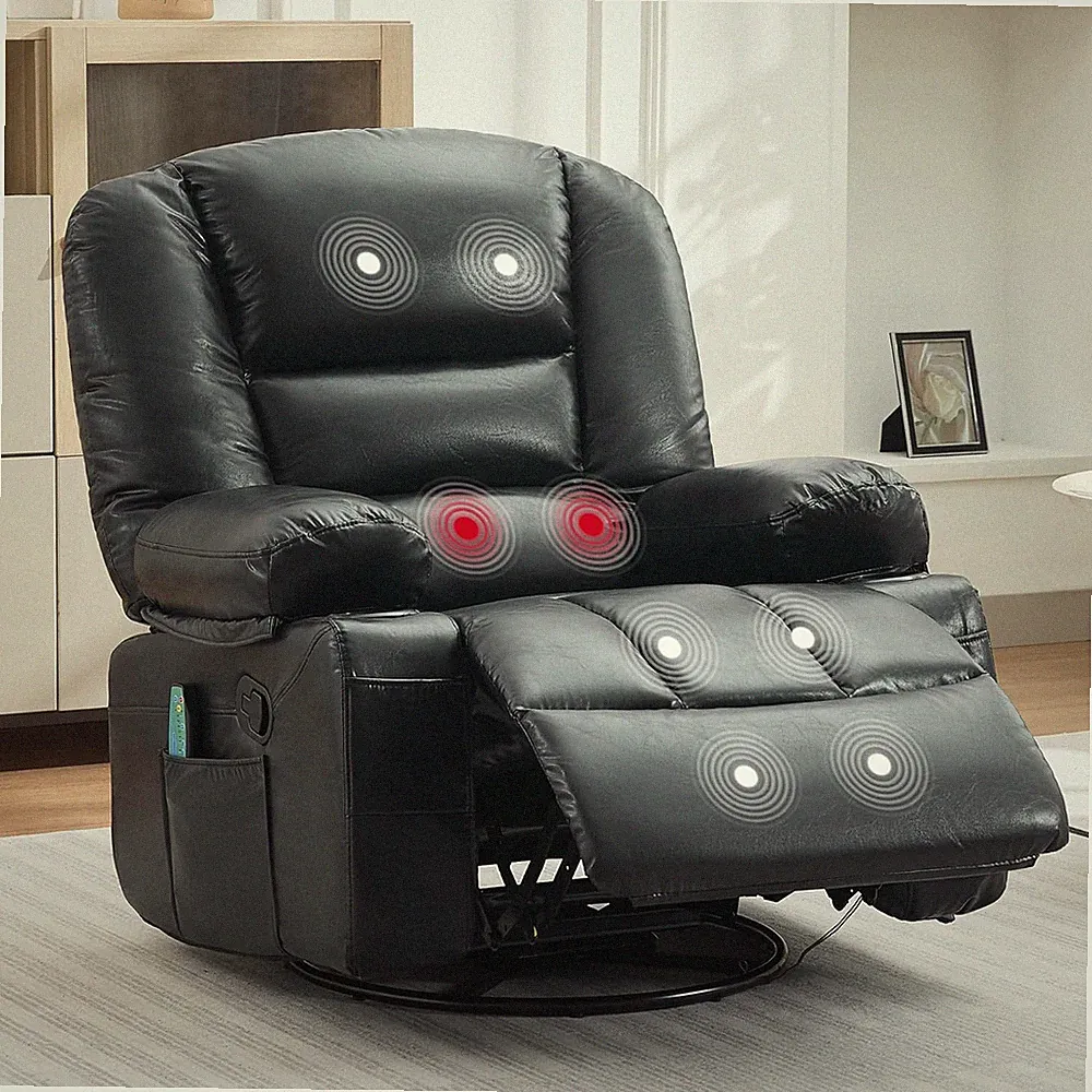 Comfort Rocker Recliner Chair with Heat, Massage, Swivel & Cup Holders