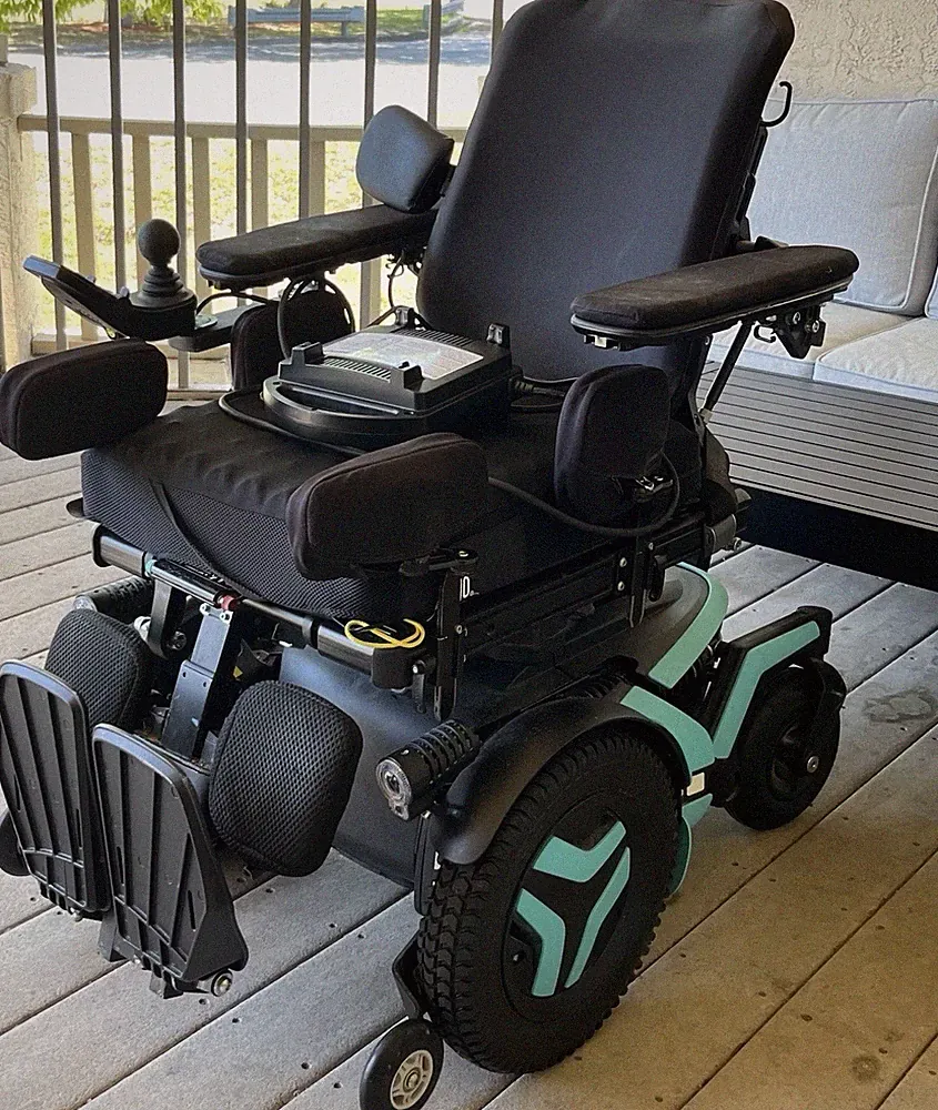 Electric Power Wheelchair Joystick Reclining Tilt-In-Space Black Blue
