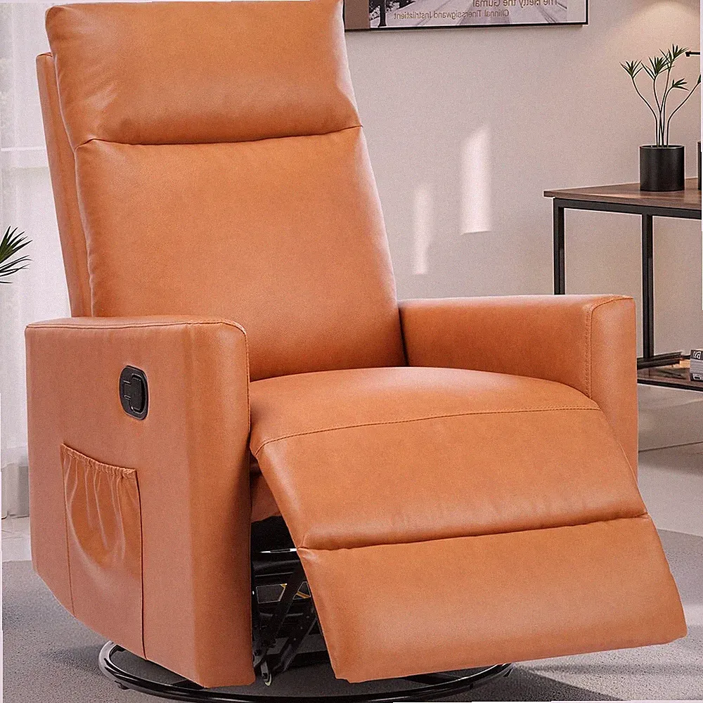 Extra Large Swivel Rocking Recliner Chair with Footrest - Brown