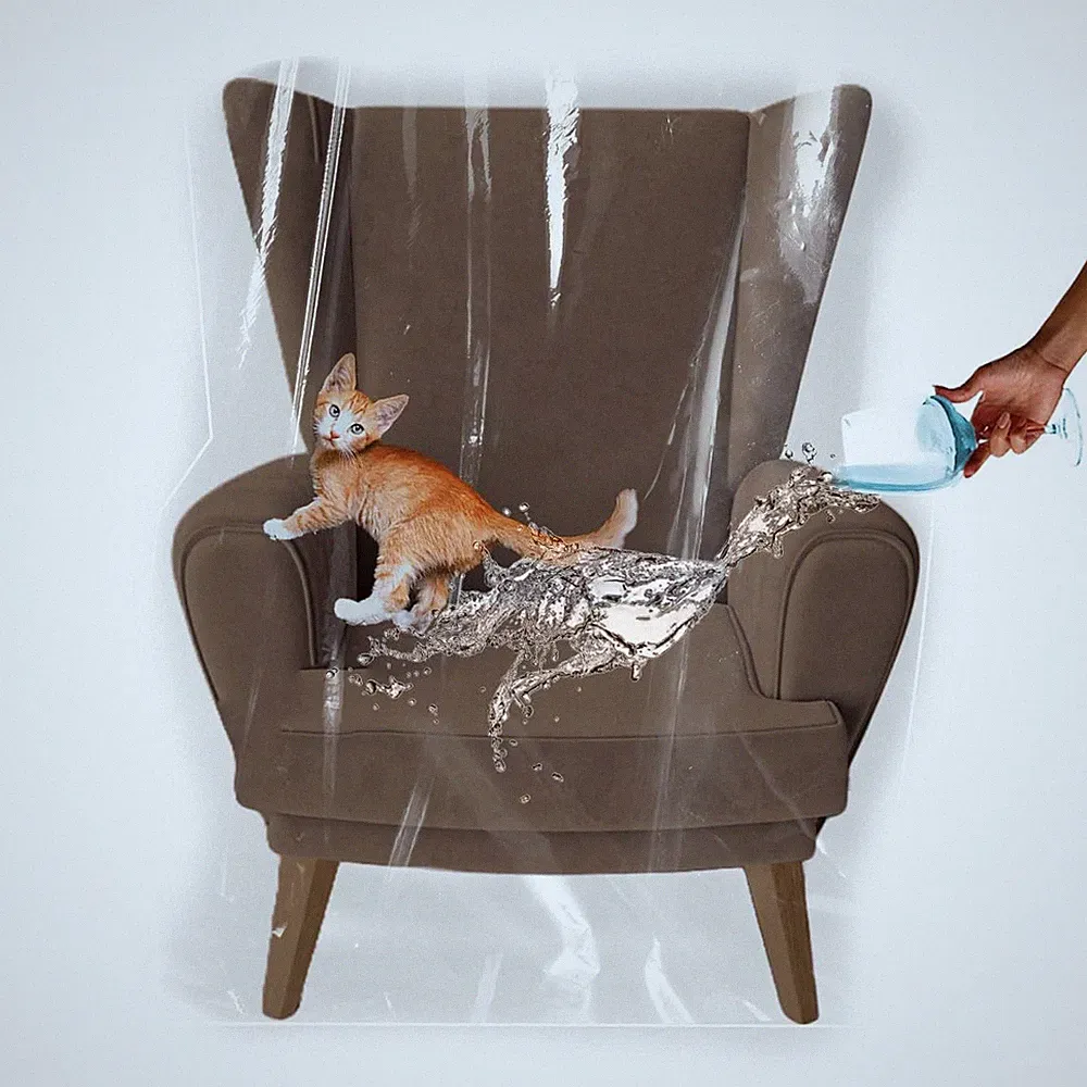 Heavy-Duty Plastic Recliner Cover – Clear Vinyl Waterproof Protector for Armc...