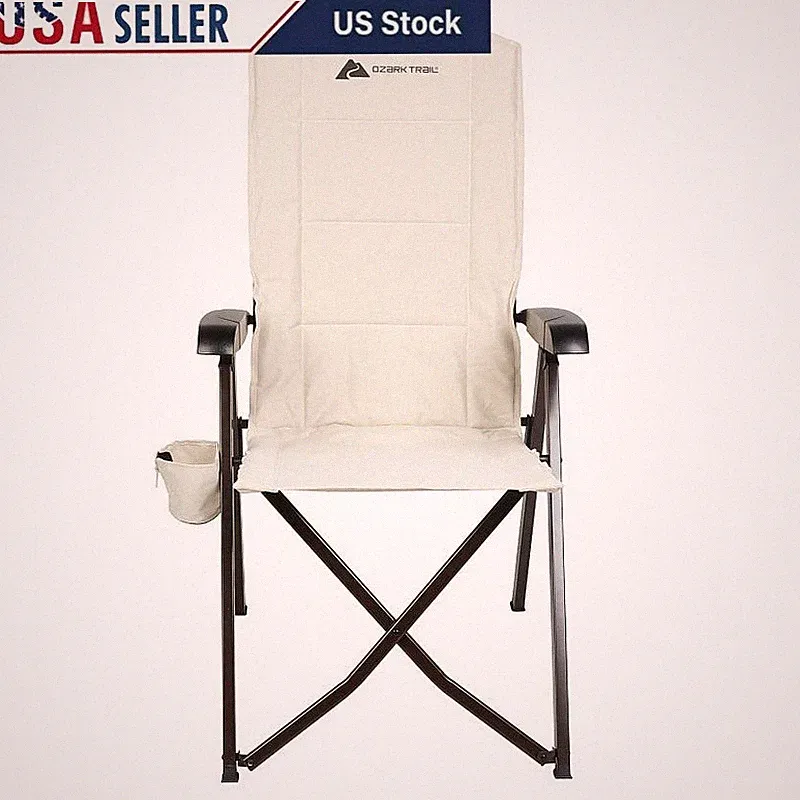 High Back Lounge Chair Adjustable Reclining Comfortable Portable Camping Chair