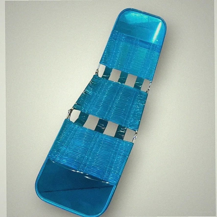 Jelly Tube Lawn Chair Bright Blue 80s-90s Chaise Lounge Retro Folding Patio Pool