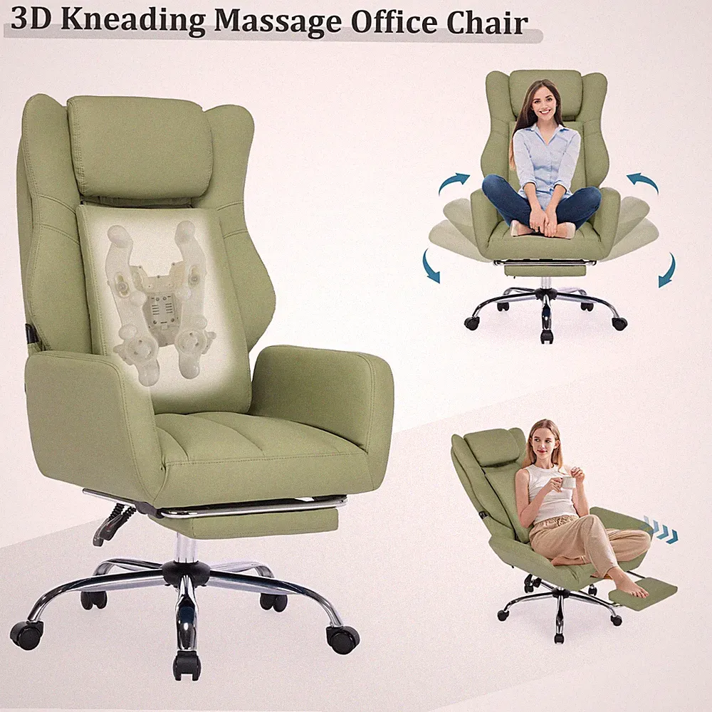 Massage Office Chair w/ Flip-Up Arms & Lumbar Support - 135° Recline, for Xmas