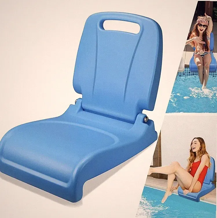 NEW Foldable Portable Plastic Pool Flip Seat Edge Poolside Chair, Blue