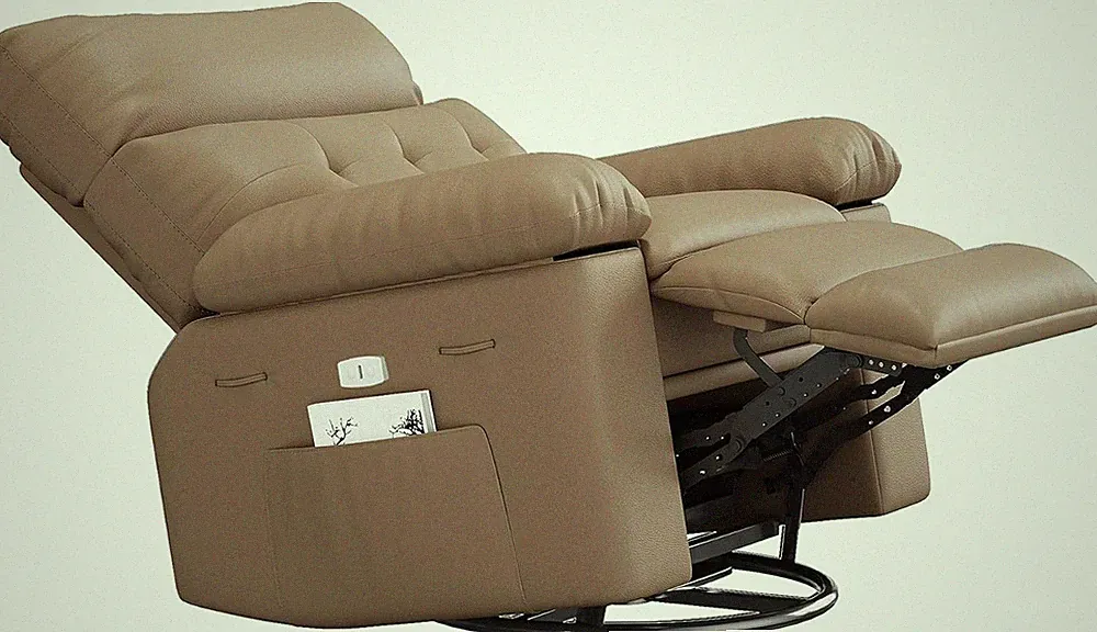 Oversized PU Leather Recliner Chair with Massage, Ergonomic Design & Pocket