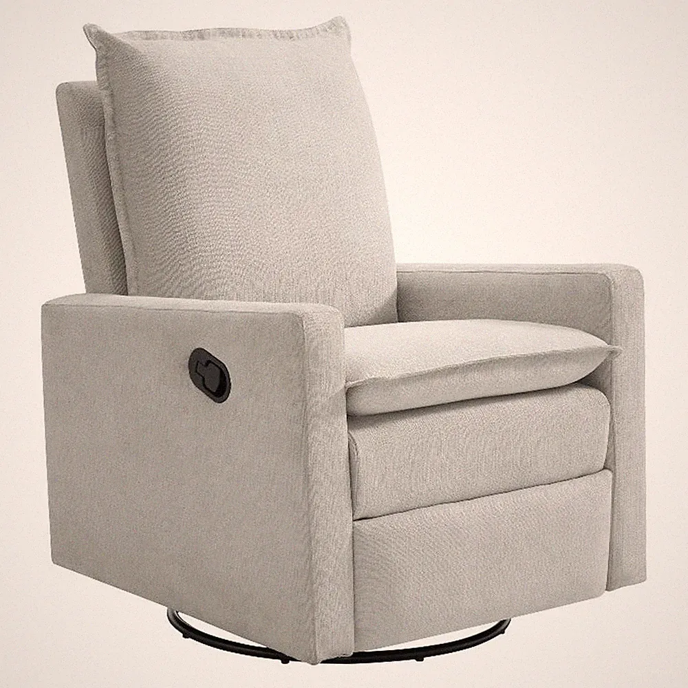 Oxford Baby Uptown Wood and Fabric Swivel Glider & Recliner in Sand Beige