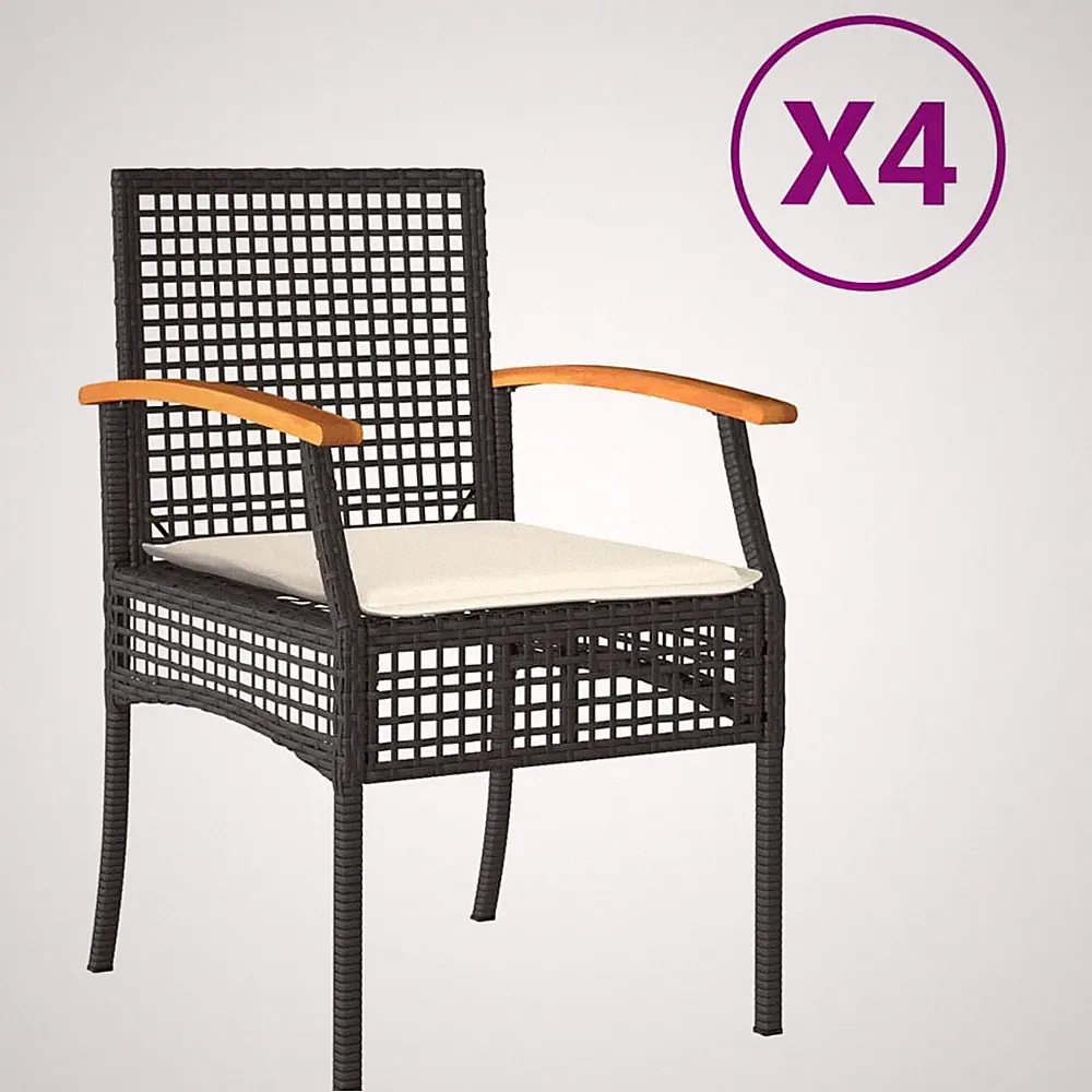 Patio Chairs with Cushions Outdoor Furniture Poly Rattan Acacia Wood vidaXL