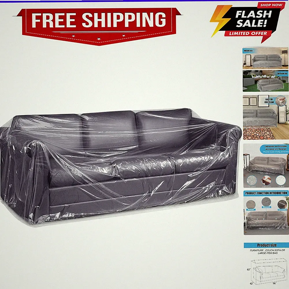 Plastic Couch Cover,Clear Sofa Cover,Waterproof Furniture Covers for Moving a...