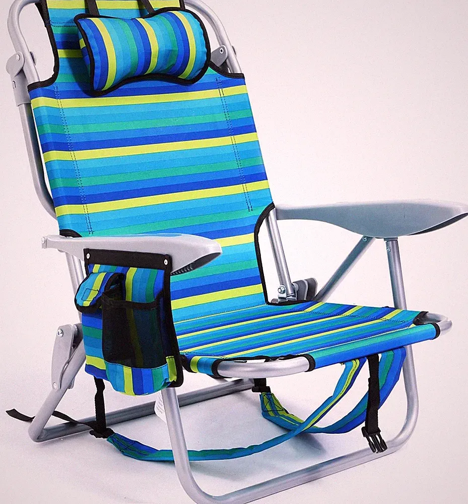 Portable Beach Chair for Adults, Outdoor Camping Chair Lay Flat Folding Backpack