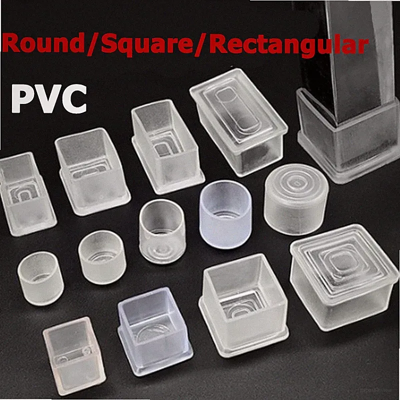 PVC Clear Rubber Chair Leg Caps Covers Furniture Table Feet Floor Protectors Pad