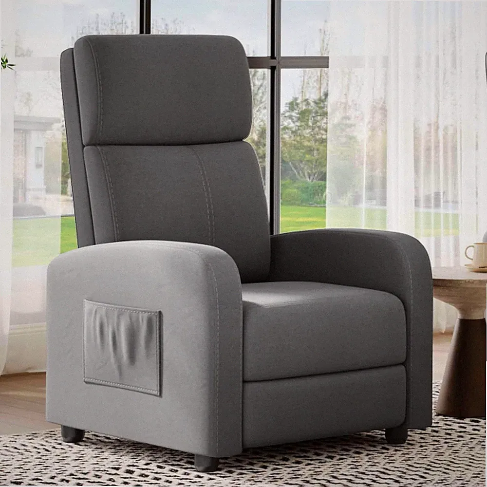 Recliner Chair Linen Modern Single Reclining Sofa Home Theater Seating Grey