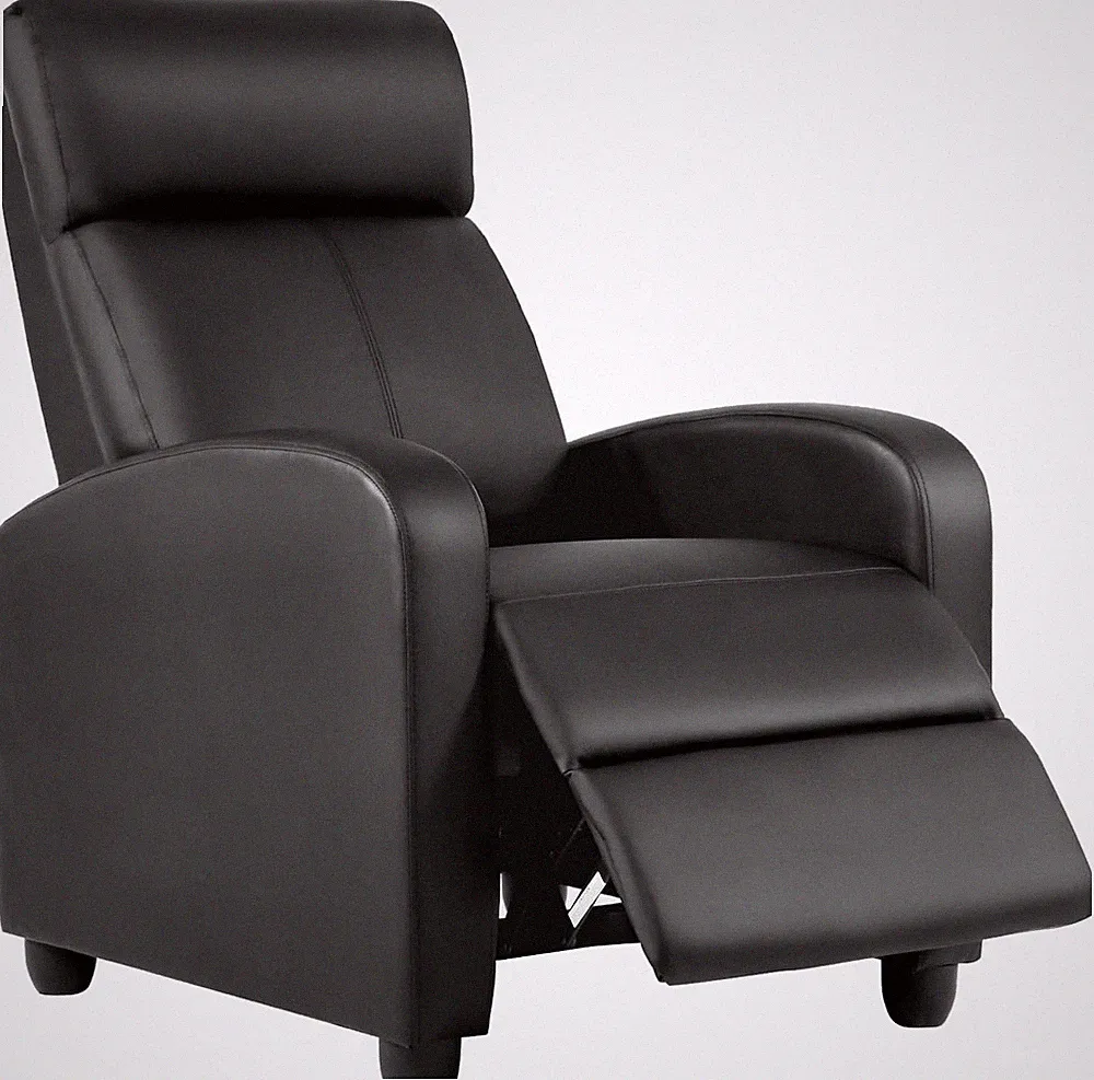 Recliner Chair | No Massage Function | Leather Black | with Lumbar Support, Ad