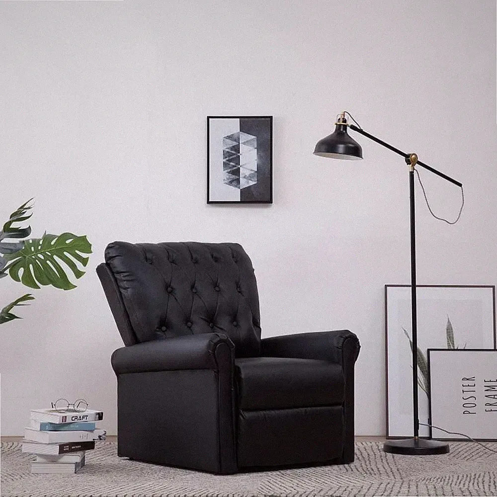 Reclining Chair Black Faux Leather