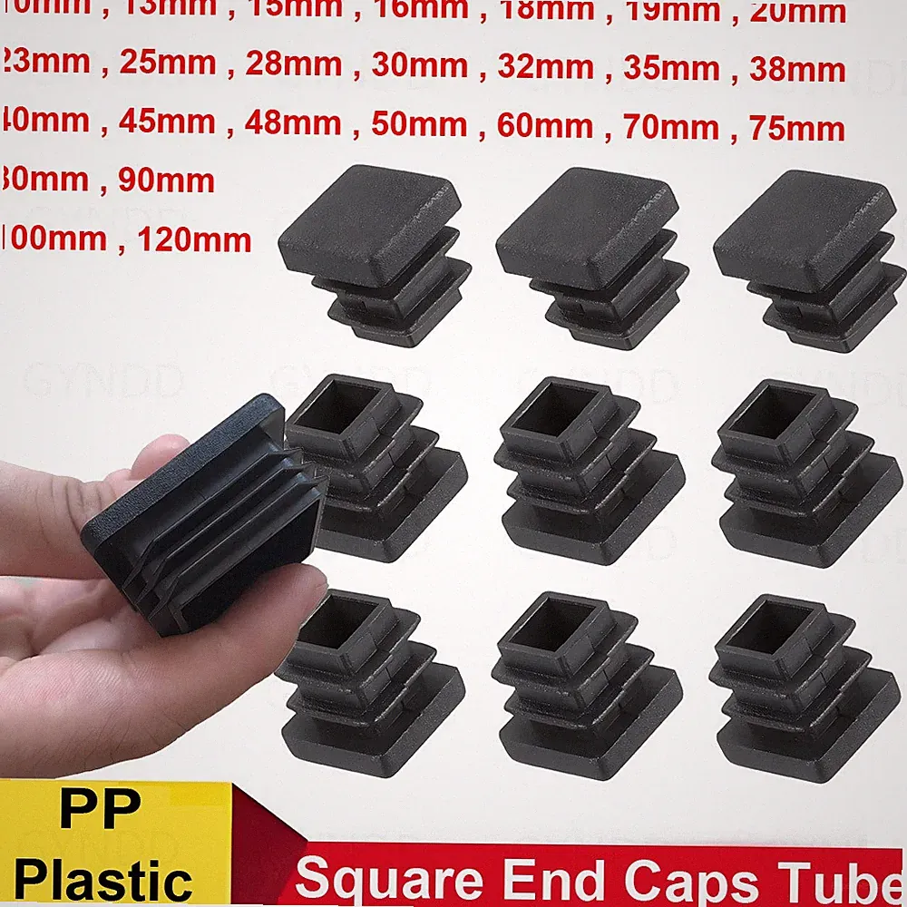 Square End Caps Plastic Tube inserts Bungs Blanking Plugs, Box Section Feet Leg