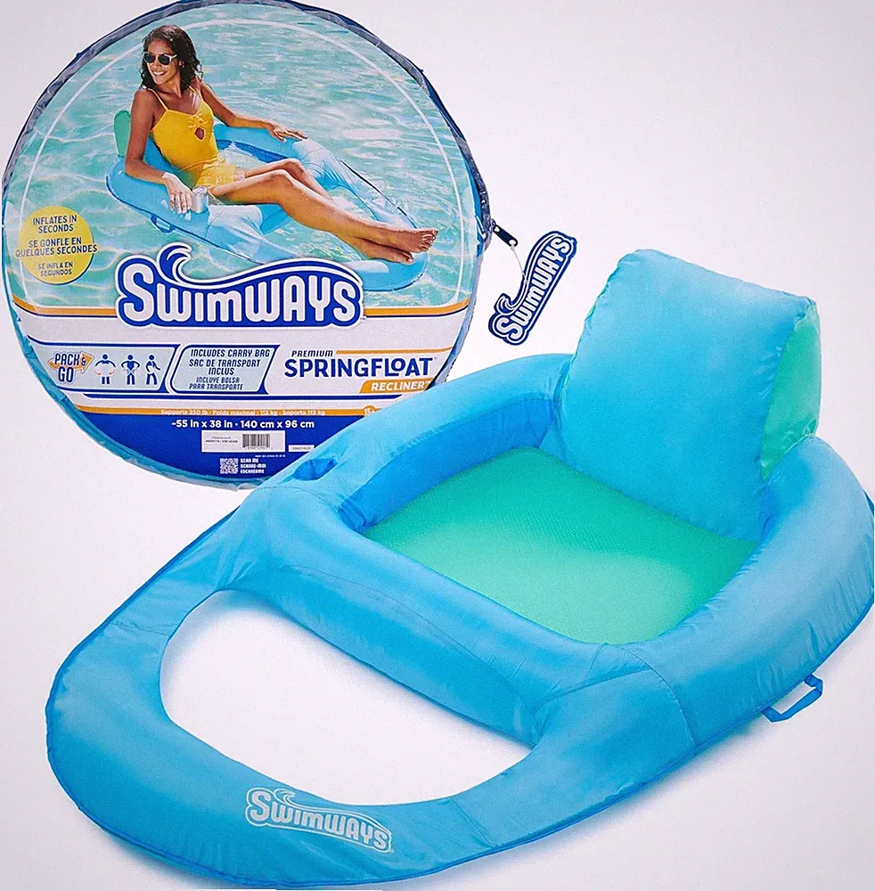 SwimWays Spring Float Premium Recliner Pool 1, Blue (New Version)