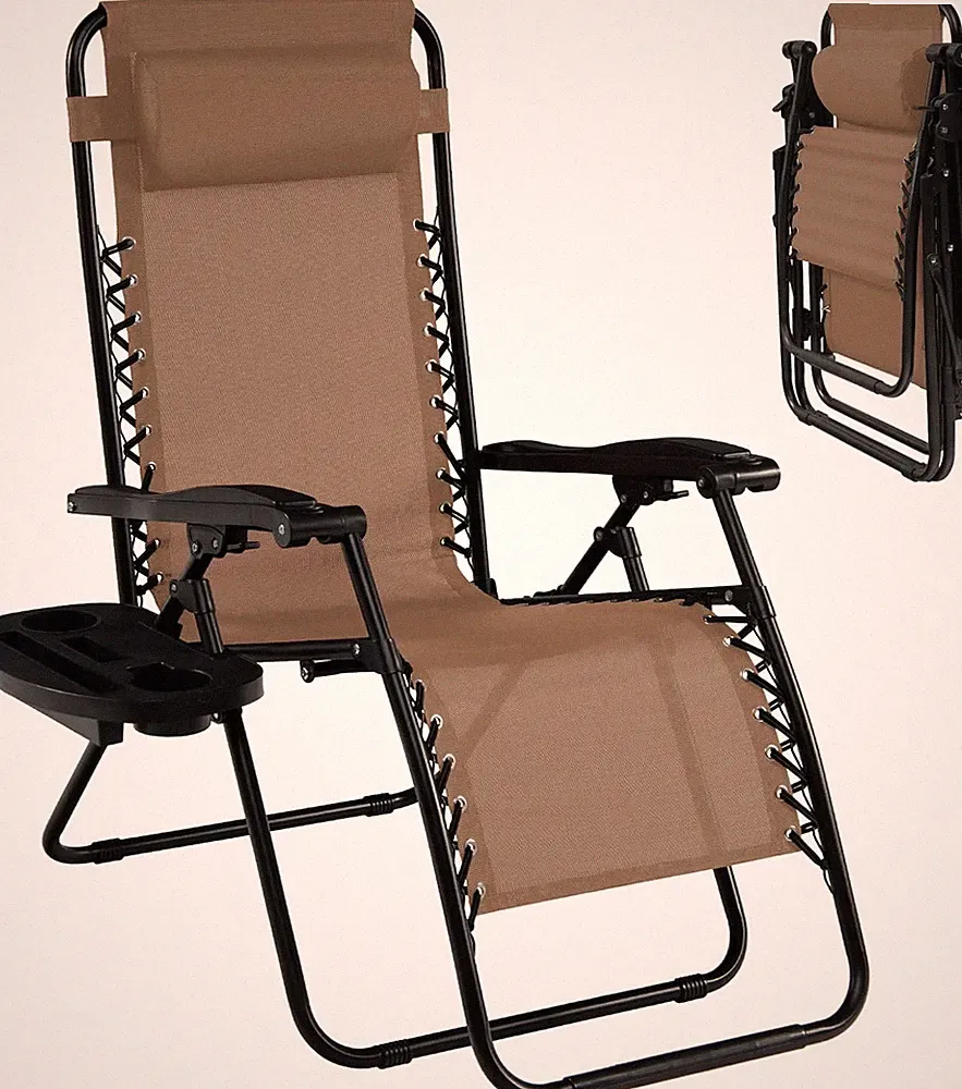 Zero Gravity Reclining Lounge Chairs with Pillows & Cup Holders for Outdoors